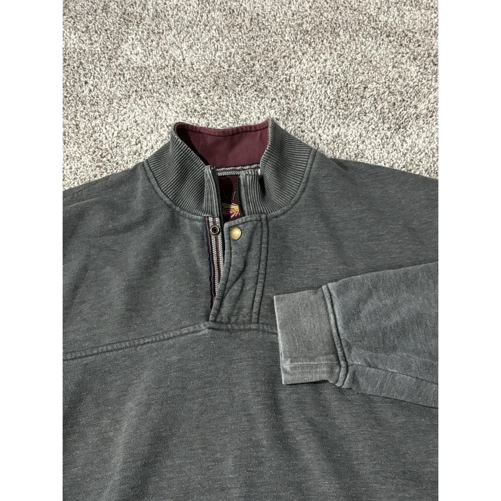 Orvis Mens Gray Snap Closure Quarter Zip Pullover Sweater Size XL